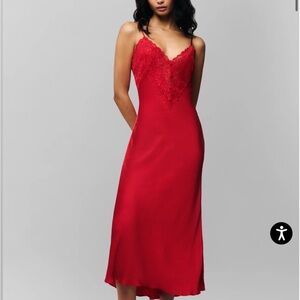 Danielle Guizio red nova midi slip dress 
Size XXS NWT